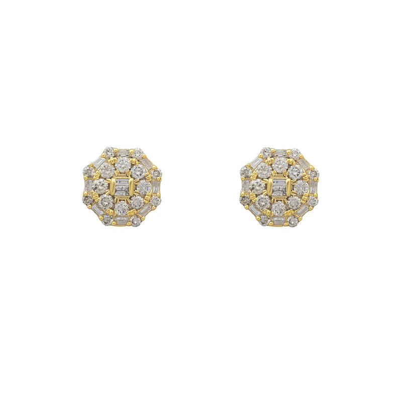 Diamond Octagon Cluster Stud Earrings (14K)