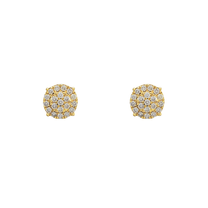 Diamond Cluster Round Stud Earrings (14K)