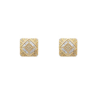 Diamond Bezel Square Stud Earrings (14K)