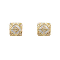 Diamond Bezel Square Stud Earrings (14K)