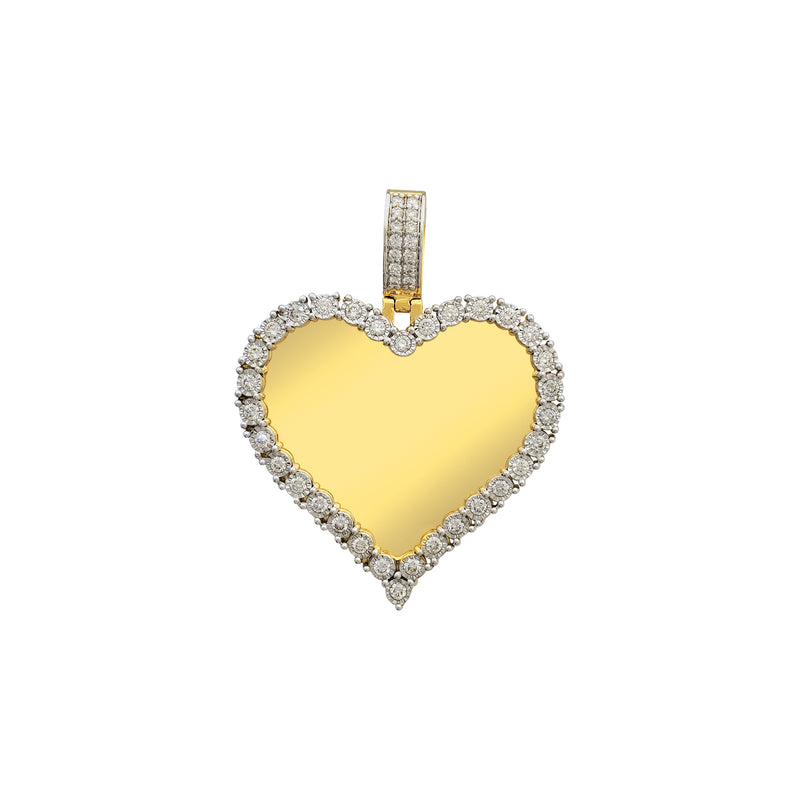 Diamond Invisible-Set Heart-Shape Memorial Picture Pendant (14K)