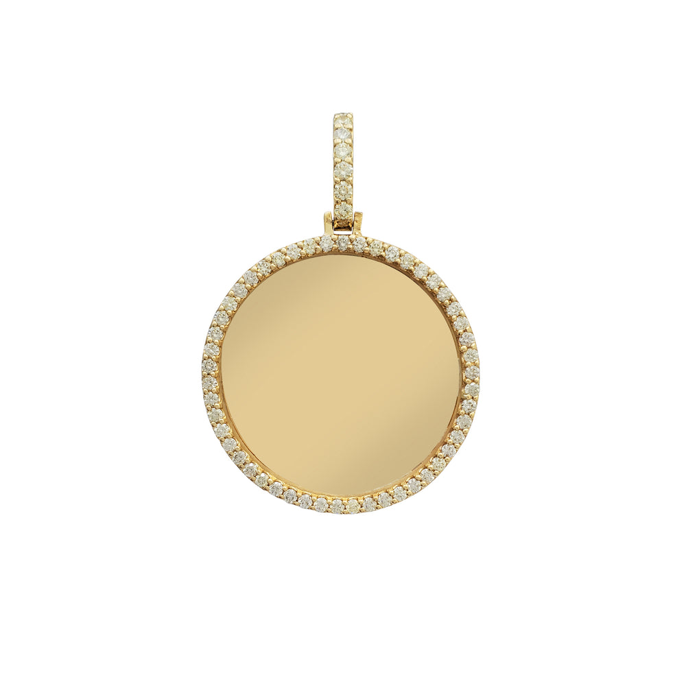 Diamond Solid Round Memorial Picture Pendant (14K)