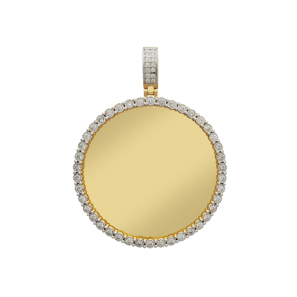 Diamond Invisible-Set Round Memorial Picture Pendant (14K)