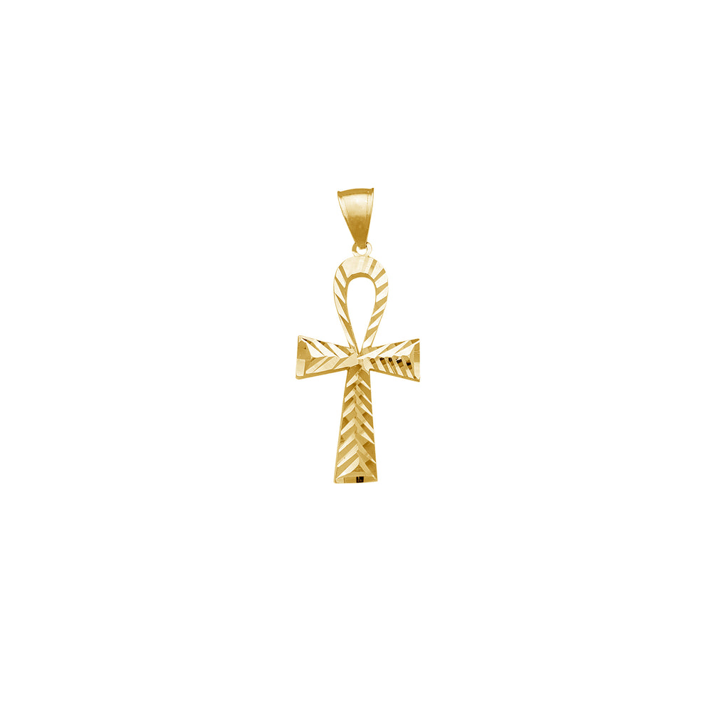 Diamond-cuts Ankh Pendant (14K)