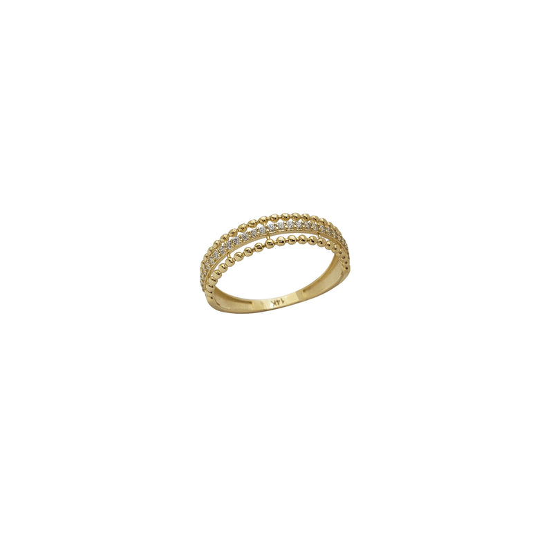 Zirconia Glossy Beaded Frame Lady Ring (14K)