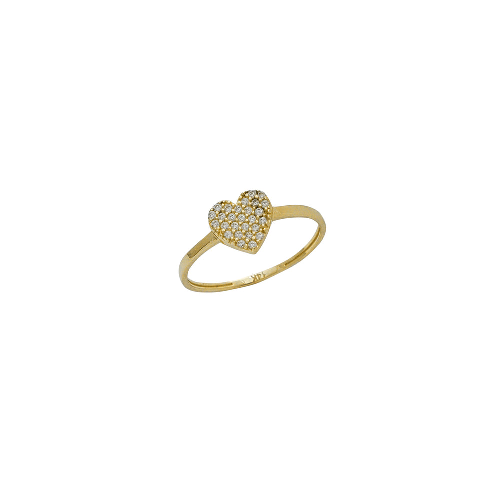 Zirconia Pave Heart Lady Ring (14K)