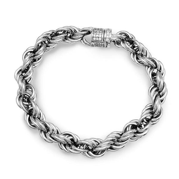 Zirconia Solid Rope Bracelet (Silver)