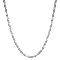 Iced-Out Baguettes Cylinder Round Necklace (Silver)