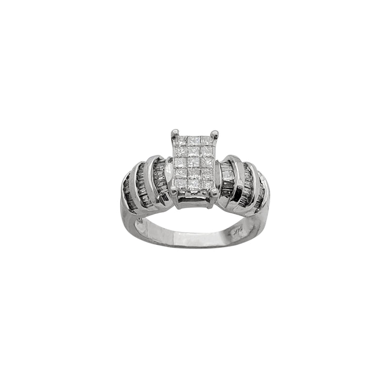 Diamond Invisible-Set Prong Baguette Bezel Engagement Ring (14K)