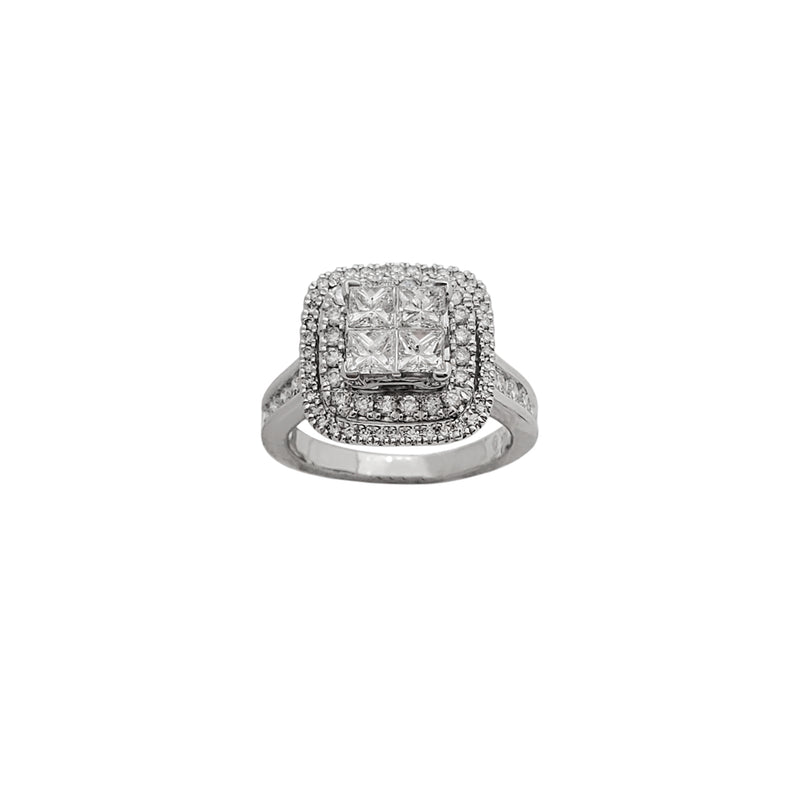 Diamond Double Halo Cushion Channel-Set Engagement Ring (14K)