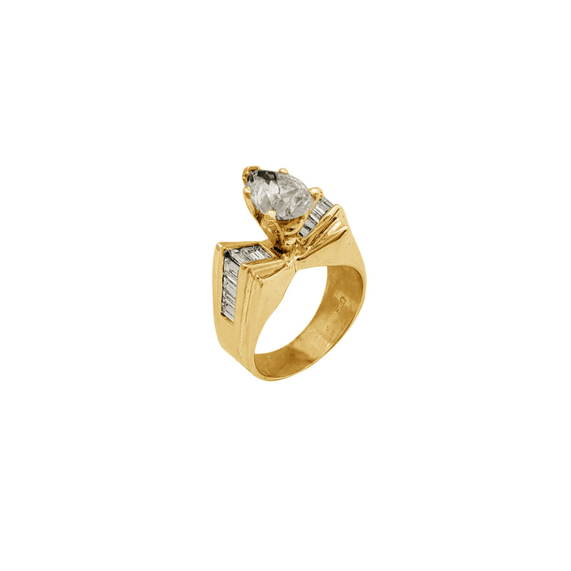 Diamond Teardrop Channel-Set Engagement Ring (14K)