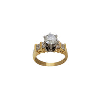 Веренички прстен со дијамантски круг и багети (14K)