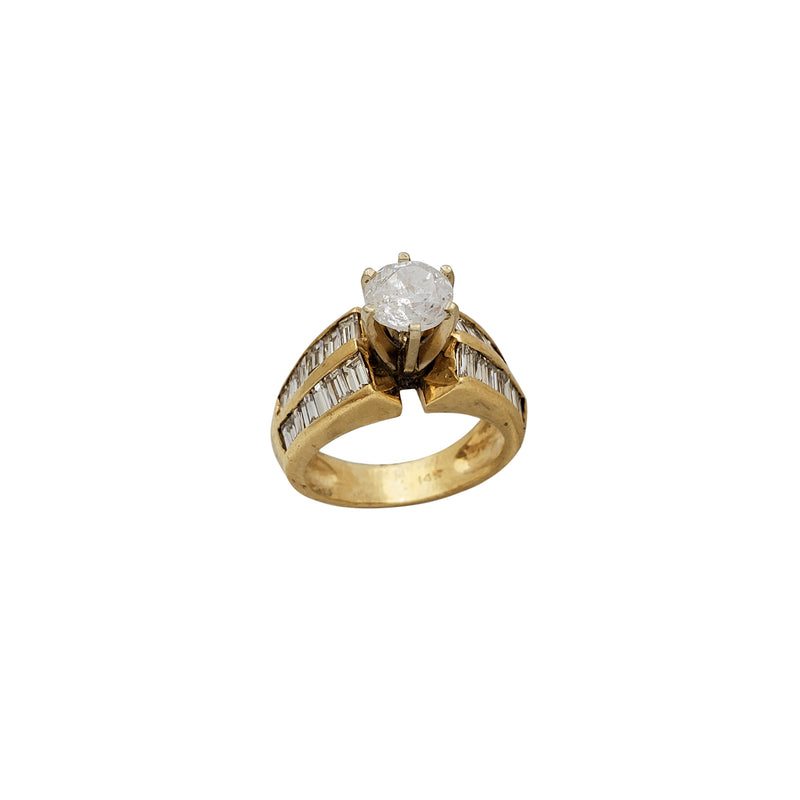 Diamond Round & Baguettes Engagement Ring (14K)