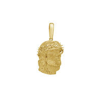 Textured Diamond Cuts-Matte Jesus Head Pendant (14K)