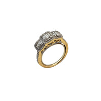 Dijamantske bagete i okrugli zaručnički prsten (14K)