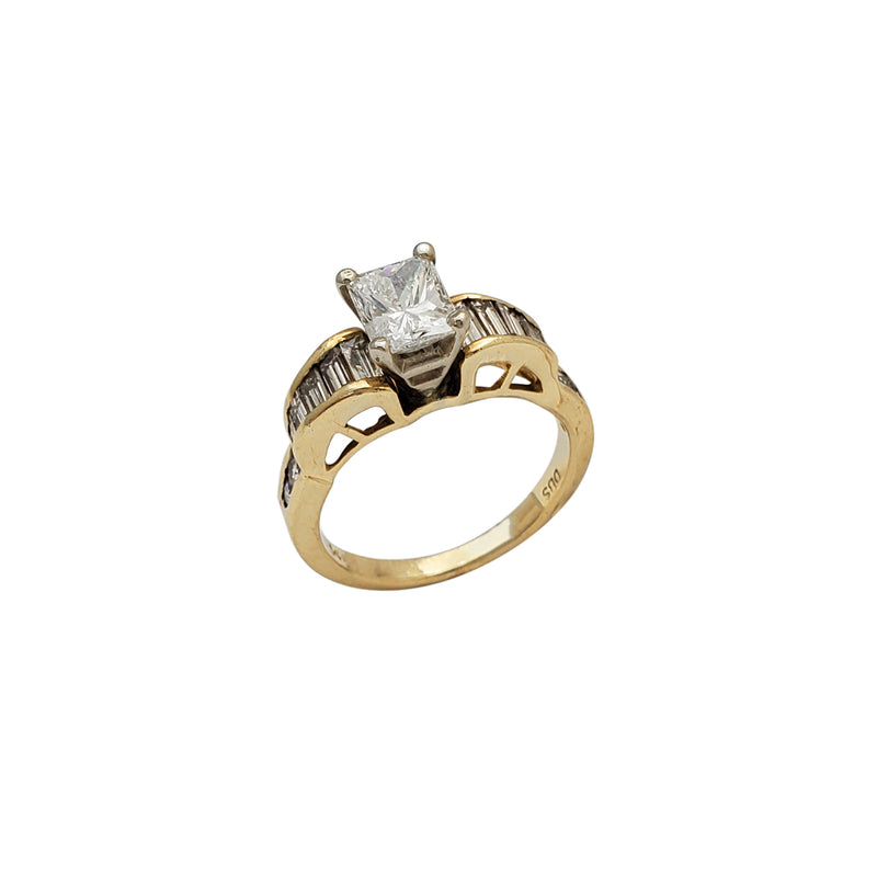 Diamond Emerald-Shape Channel-Set Engagement Ring (14K)