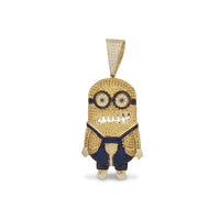Zirconia Iced-Out Glossy Minions Character Pendant (14K)