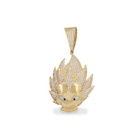 Zirconia Iced-Out Enameled Vegeta Head Pendant (14K)