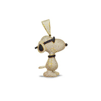 Zirconia Iced-Out Snoopy Dog Character Pendant (14K)