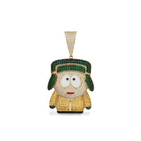 Zirconia Iced-Out Enameled Kyle Broflovski Character Pendant (14K)