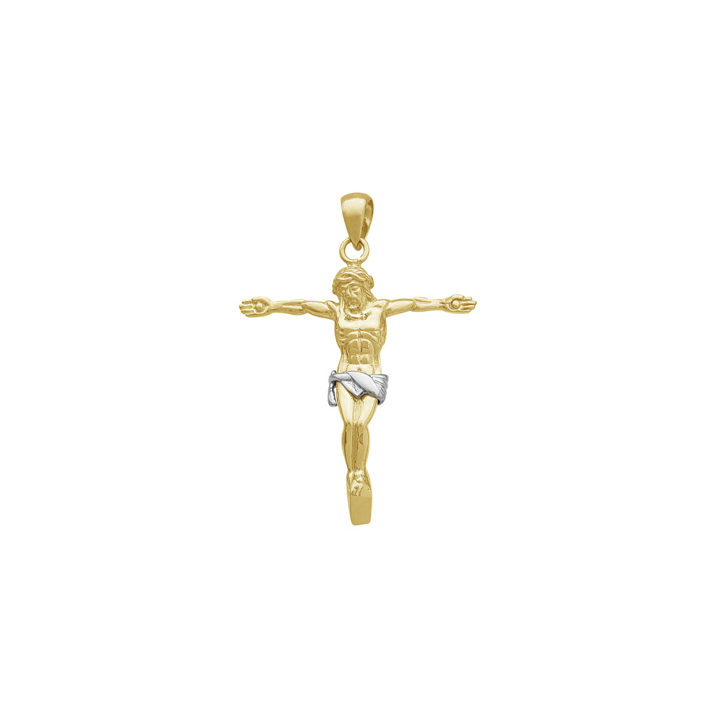 Textured Crucified Jesus Pendant (14K)