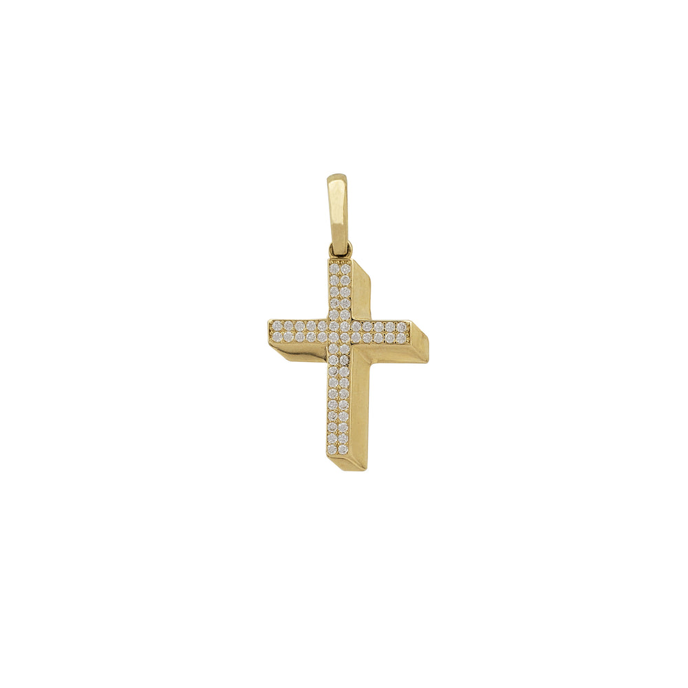 Zirconia Glossy Cross Pendant (14K)