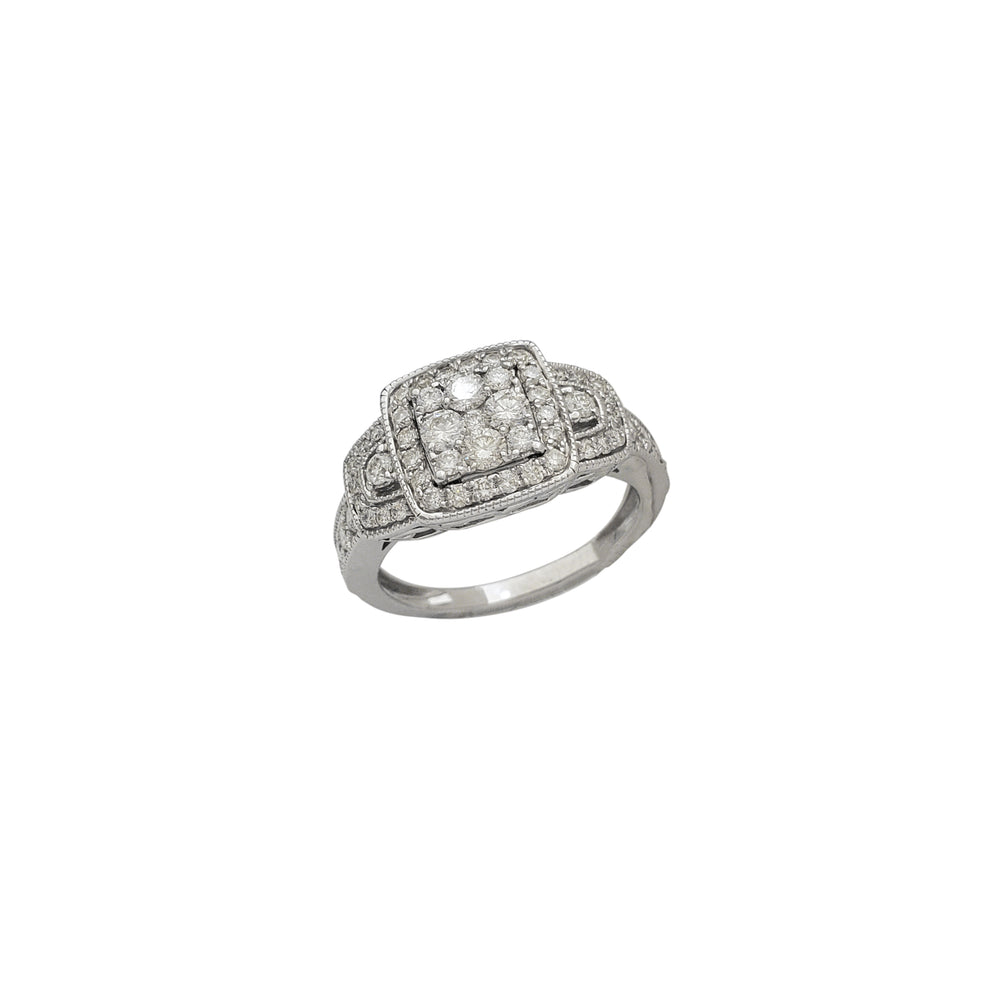 Diamond Milgrain Pave Engagement Ring (14K)