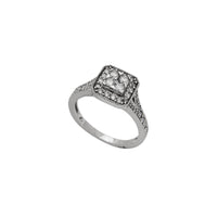 Diamond Pave Radiant Halo Shape Engagement Ring (10K)