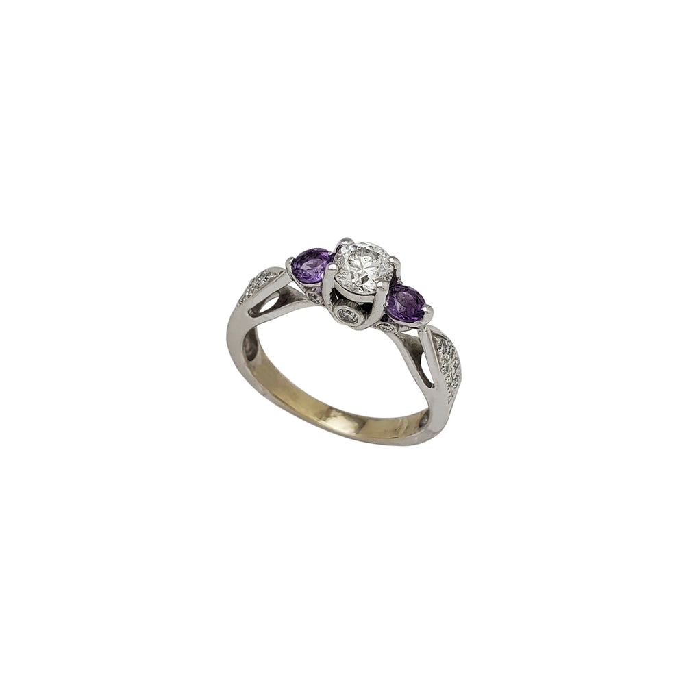Diamond Purple Stone Engagement Ring (14K)