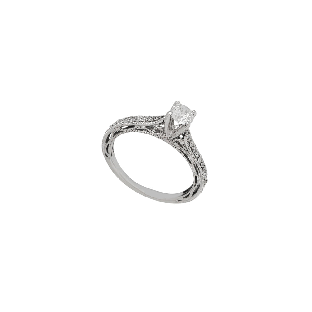 Diamond Milgrain Filigree Engagement Ring (14K)