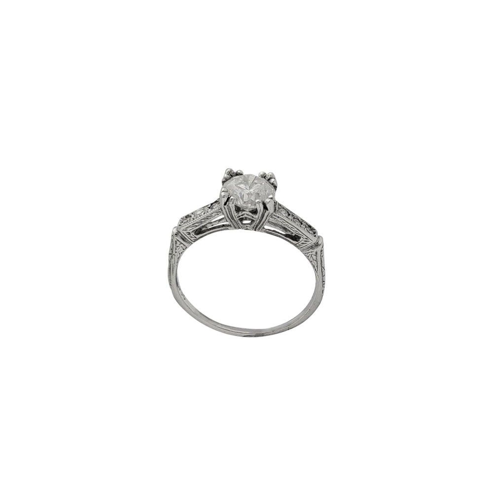 Diamond Vintage Filigree Textured Engagement Ring (Platinum)