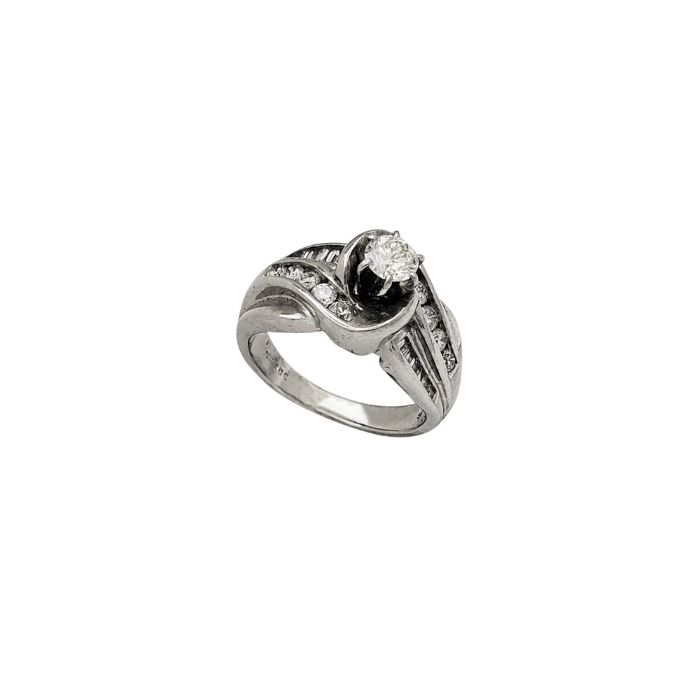 Diamond Swirl Channel-Setting Engagement Ring (14K)