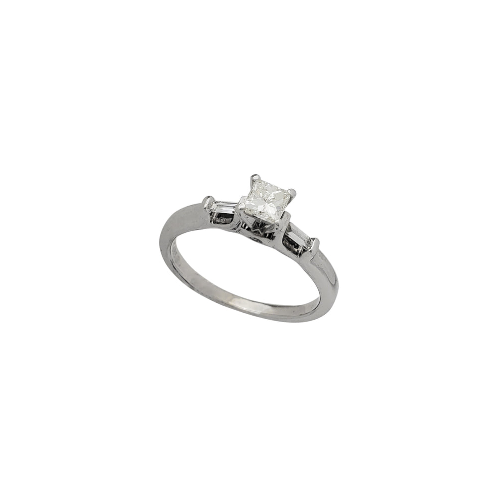 Diamond Baguette & Princess-cut Solitaire Engagement Ring (14K)