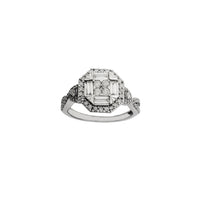 Diamond Halo Pave Twist-Shank Engagement Ring (14K)