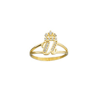 Initial Crown Letter "U" Ring (14K)