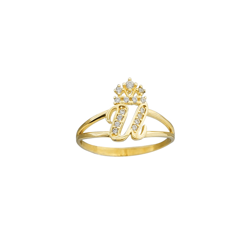Initial Crown Letter "U" Ring (14K)