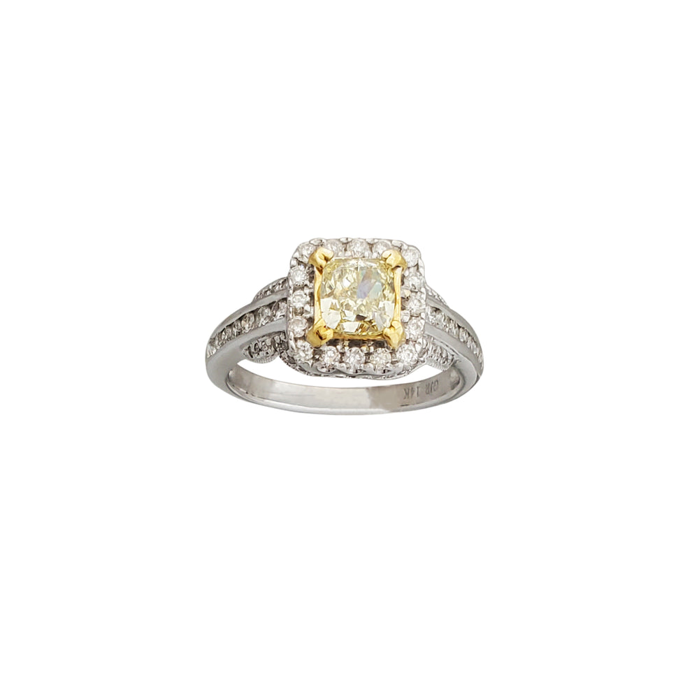 Yellow Diamond Pave Engagement Ring (14K)