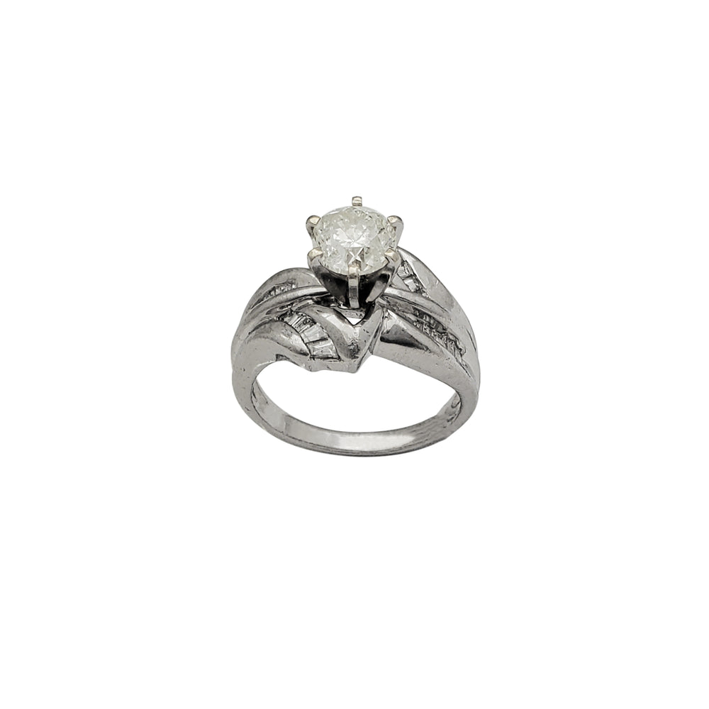 Diamond Bypass Channel-Set 6-Prong Engagement Ring (14K)