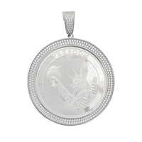 Zirconia Solid Medallion "FREEDOM" Pendanti Ile-iṣọ Ominira Twins (Silver)