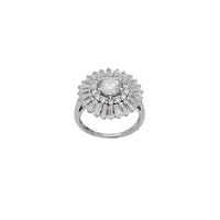 Zirconia Sunflower Baguettes & Round Lady Ring (Silver)