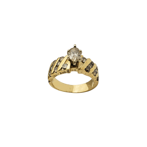 Champagne Diamond Marquise Ridged Engagement Ring (14K)