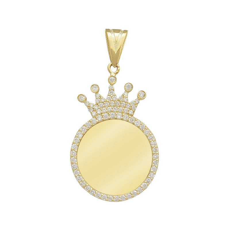 Diamond Crowned Round Picture Medallion Pendant (14K)