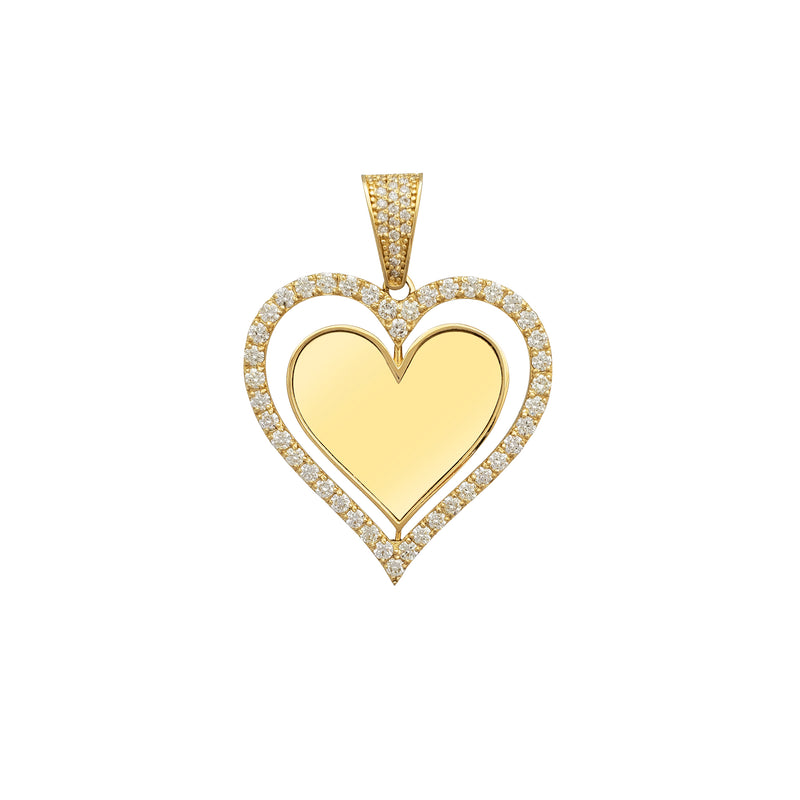 Diamond Swiveling Heart Picture Medallion Pendant (14K)