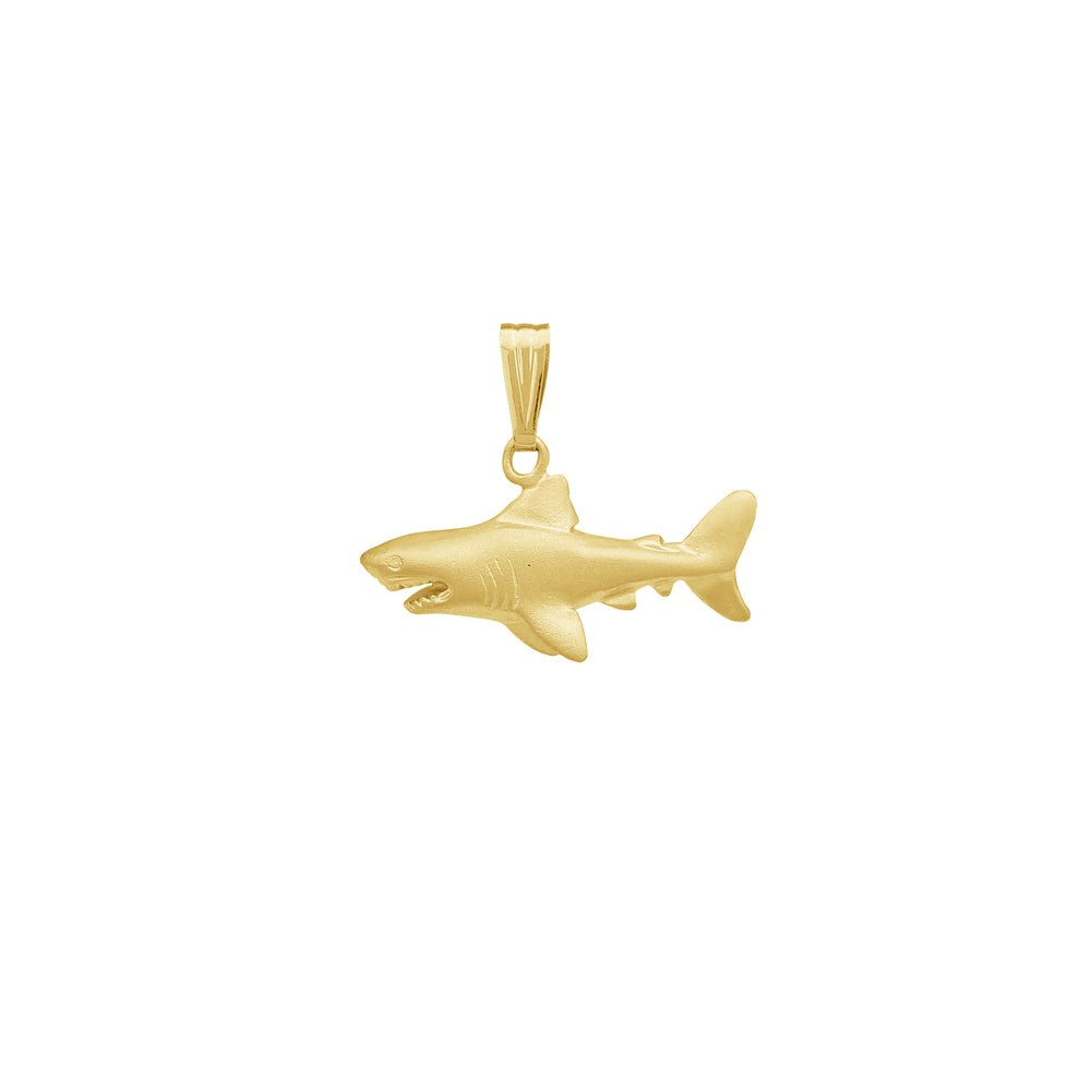 Satin Matte Finish Shark Pendant (14K)