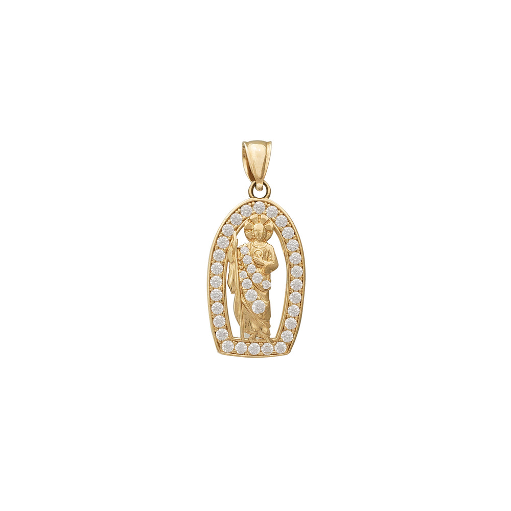 Zirconia Shrine Saint Jude Pendant (14K)