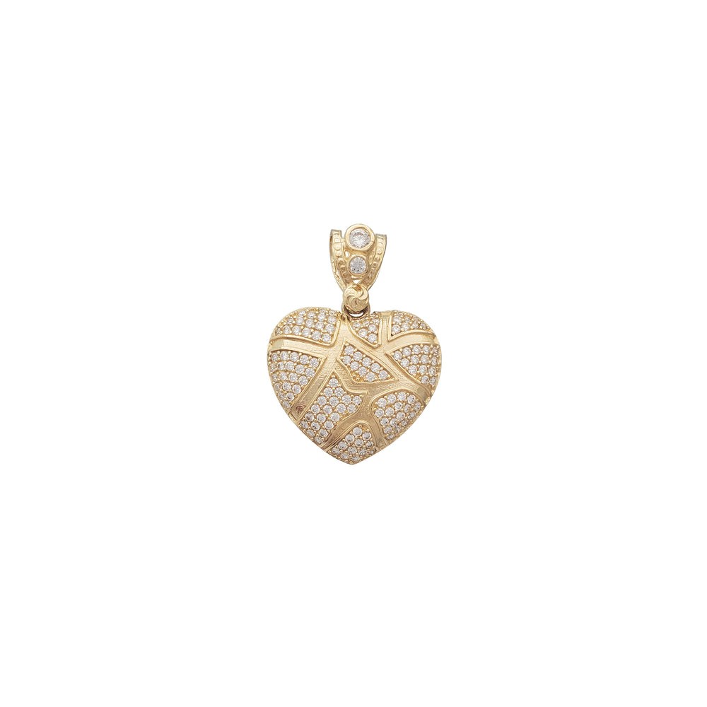 Zirconia Love Heart w/ Veins Pendant (14K)