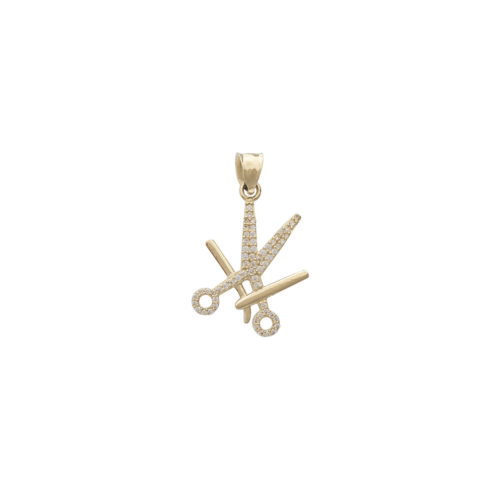 Zirconia Scissors & Comb Pendant (14K)