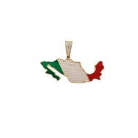 Zirconia Enameled Mexico Map Pendant (14K)
