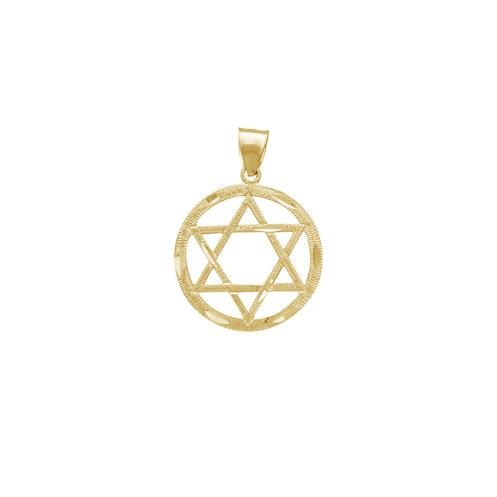 Round Halo Star of David Pendant (14K)