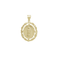 Diamond-cuts Floral Border Virgin Mary Pendant (14K)